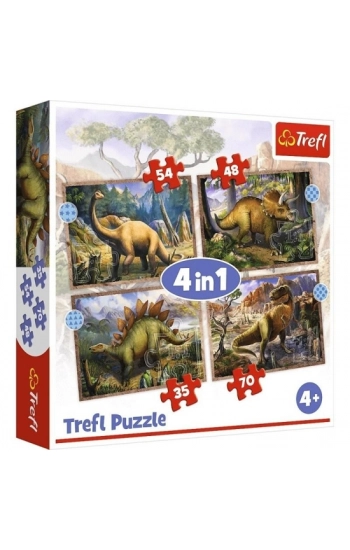 Puzzle 4w1 Ciekawe Dinozaury 34383 - praca zbiorowa