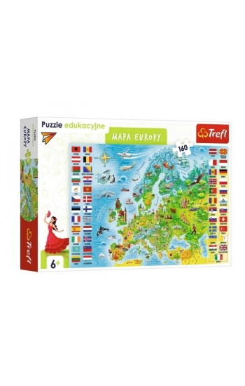 Puzzle Edukacyjne 160 mapa Europy nowa pl 15558 - praca zbiorowa
