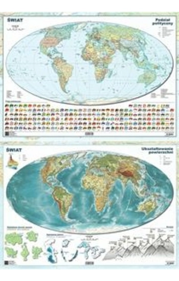 Mapa Świata A2 ukształtowanie powierzchni/polityczna dwustronna ścienna -