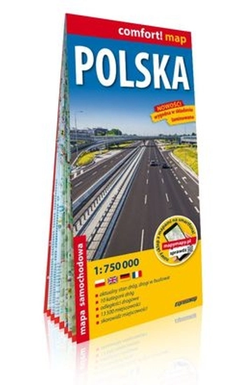 Polska laminowana mapa samochodowa 1:750 000 - praca zbiorowa