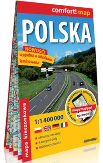 Polska kieszonkowa laminowana mapa samochodowa 1:1 400 000 - zbiorowa praca