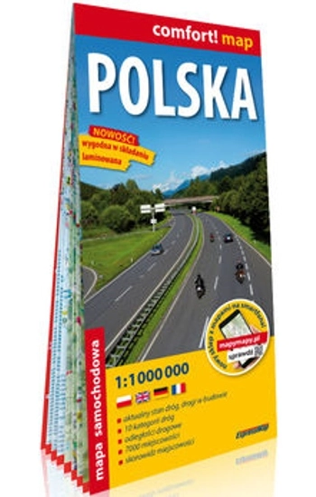 Polska laminowana mapa samochodowa 1:1 000 000 - zbiorowa praca