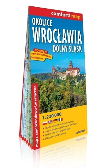Okolice Wrocławia Dolny Śląsk laminowana mapa samochodowo-turystyczna 1:220 000 - praca zbiorowa